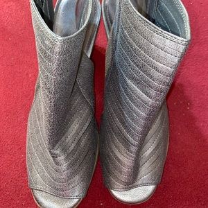 Silver open toe wedges